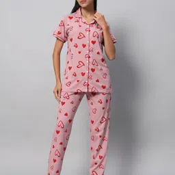 SEPHANI Conversational Printed Lapel Collar Night suit-image-10