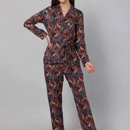 DRAPE IN VOGUE Women Black & Blue Printed Night suit-image-9