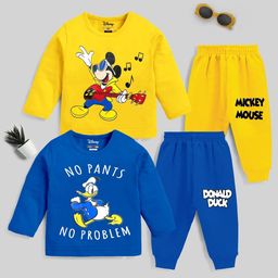 KUCHIPOO Pack Of 2 Kids Mickey Mouse & Donald Duck Printed Night suit-image-6