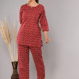 Krati Creations Women Printed Pure Cotton Kurti & Trousers-image-30