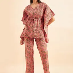 Sweet Dreams Ethnic Motif Printed Kaftan Night suit-image-48