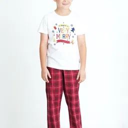 mackly Boys White & Red Printed Night Pure Cotton suit-picture-4