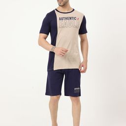 Masculino Latino Men Beige & Blue Printed Night suit-image-82