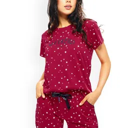 Lotik Women Printed Round Neck Night suit-image-62