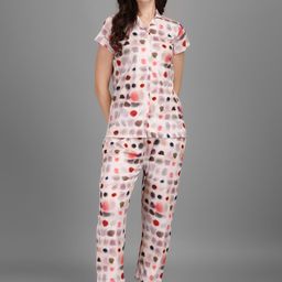 Kinjo Women Pink & Grey Printed Night suit-image-71