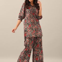 JISORA Women 2 Pieces Floral Printed Pure Cotton Night Suit-image-77