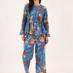 SANSKRUTIHOMES Floral Printed Pure Cotton Night Suit-image-68