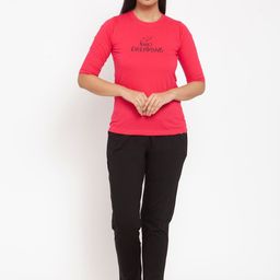 Claura Women Pink & Black Printed Night Suit-image-75