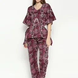 Pyjama Party Women Pure Cotton Printed Kaftan Night suit-picture-10