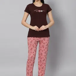 DZZO Typography Printed Round Neck Pure Cotton Night suit-picture-19