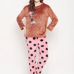Camey Women Brown & Pink Printed Night suit-picture-8