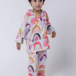 MASU LIVING Kids Printed Lapel Collar Pure Cotton Shirt With Pyjamas-image-67
