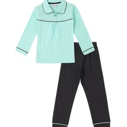 earth conscious Girls Blue & Black Printed Night suit-picture-22