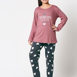 Zeyo Girls Brown & Grey Printed Night suit-image-27