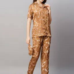 DRAPE IN VOGUE Floral Printed Satin Night suit-image-78