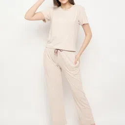 Camey Round Neck Short Sleeves Crop T-shirt With Pyjamas-picture-25