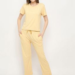Camey Striped Short Sleeves Night Suit-image-5