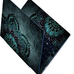 STICKER PRO Full Body Laptop Skin For 15.6 inch Laptop - Greenish Mandla Art Stretched Vinyl Laptop Decal 15.6-64