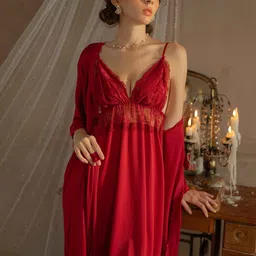 Ms.Lingies Satin Baby Doll With Robe & Brief-image-69