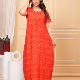 JVSP FASHION Geometric Printed Pure Cotton Maxi Nightdress-picture-19