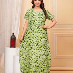 JVSP FASHION Abstract Printed Pure Cotton Maxi Nightdress-image-39