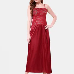 Romaisa Lace Detailed Satin Nightdress-image-69