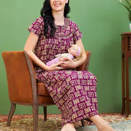 AV2 Printed Pure Cotton Maternity Maxi Nightdress-image-65
