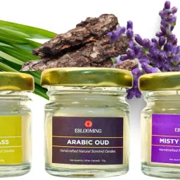 Scented Candles Set For Home in Small Glass Jars I Lemongrass, Lavender & Oud Candle-3