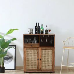 woodsworth from pepperfry Baarn Mango Wood 2 Door Bar Cabinet In Rustic Teak Finish-picture-14