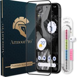 ArmourPro Edge To Edge Tempered Glass for Google Pixel 8A 5G, Google Pixel 8A, Pixel 8A 5G, Pixel 8A, OG Tempered Glass with Cable Protector-15