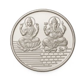 Pure Silver Coin 10 Gram Laxmi Ganesh & Om Back Design Ideal for All Festivals Decorative Showpiece - 4 cm-image-2