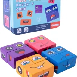 Emoji Cube Face Change rubiks cube Game Wooden toy with 16 cubes and 64 cards.-10