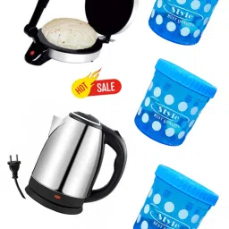 Combo Of Free 3Pcs Container || Electric Kettle & Non Stick Electric Roti and Khakra Maker-27
