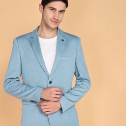 Men Self Design Single Breasted Casual Blazer-image-25