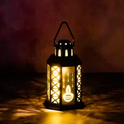 Happy Diwali Decoration Lamp LED Hanging Decoration Black Plastic Hanging Lantern-picture-31