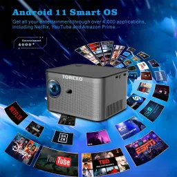 Torexo HY350 4K Support Native Full HD Android 11 Wifi BT Electric Focus &Auto Keystone (8000 lm / 2 Speaker / Wireless / Remote Controller) Portable Projector image 3