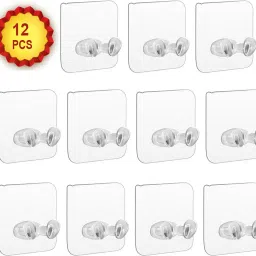 Self Adhesive Wall Hooks for Power Plug Socket Holder, Toothbrush , Wall Mounted, Multi-Function Wall Storage Hook Pack Of 12 Pcs Hook 12-0