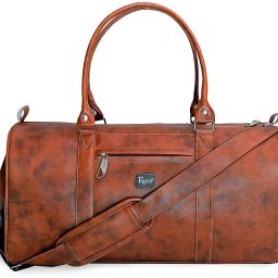 30 L Gym Duffel Bag - Vegan Leather Travel Gym Duffel Bag Workout Yoga Spacious 30 Ltr Tan Color - Multicolor-4