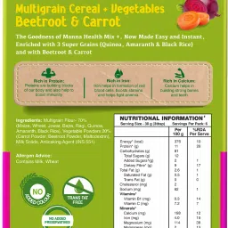 manna Instant Health Mix+ Multigrain Cereal with Milk, Beetroot & Carrot | 2-6 yr kids Cereal image 2