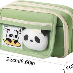 Pencil pouch panda Compartment Large Stationery Pencil School Pouch Bag 1 Art Canvas Pencil Box-image-62
