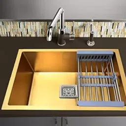 Denmark Stainless Steel Gold Handmade Kitchen Sink Size 24*18*10 INCH Weight6.5KG With Coupling & Waste Pipe Vessel Sink-image-68