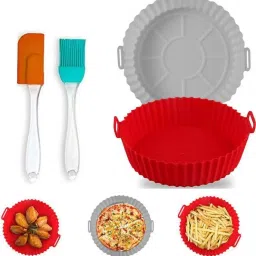 3-Pack , 2 pcs-Air Fryer Reusable Silicone Pot, 1 pcs-Oil Brush set Kitchen Tool Set-26