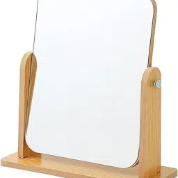 Vanity Table Stand Mirror Swivel Bamboo Mirror-image-4