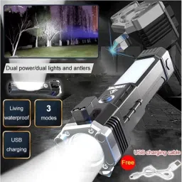 luxurium decor **Title:** Emergency LED Torch with Rechargeable Battery and Safety Hammer Torch image 4