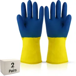 Heavy Duty Rubber Hand Gloves- 2 Pair|Cleaning, Gardening, Kitchen Wet and Dry Glove Set-image-19