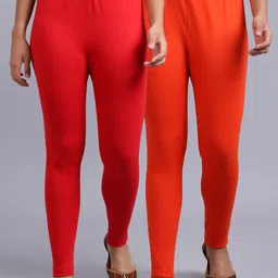 GRACIT Pack Of 2 Cotton Lycra Ankle-Length Leggings-image-29