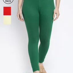 Jinfo Women Pack Of 3 Solid Ankle-Length Super Combod Cotton Leggings-picture-36