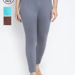 Jinfo Women Cotton Ankle Length Leggings Pack of 3-image-91