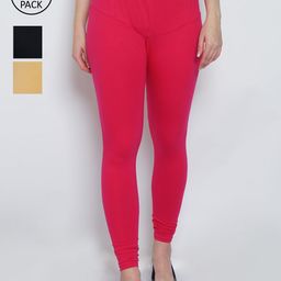 GRACIT Women Pack Of 3 Solid Churidar-Length Leggings-picture-26