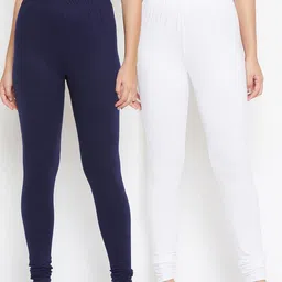 Bitterlime Women Pack of 2 Solid Churidar Length Legging-picture-33